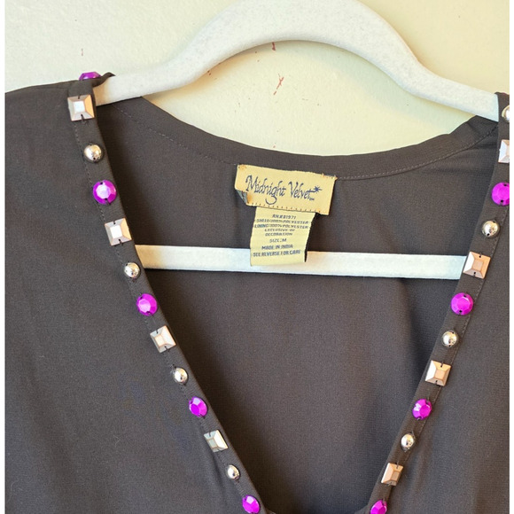 Midnight Velvet Brown Formal Wedding Church Party Beaded Trim Dress Size M - Picture 9 of 9